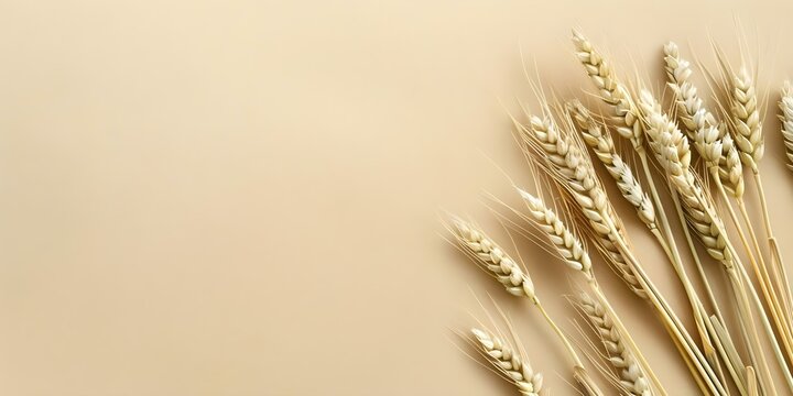 Biblical parable of wheat and weeds with beige background and copyspace. Concept Biblical Parable, Wheat and Weeds, Beige Background, Copyspace