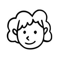 Doodle children head cartoon illustration isolated in white background. Icon portraits of boy or girl.