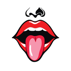 the lips with the tongue