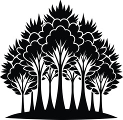 unique treeline silhouette illustration white background