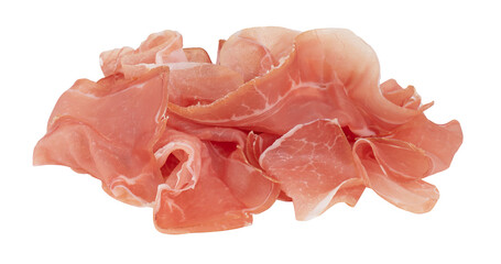 Sliced ​​pork, smoked cut out isolated transparent background