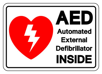 AED Automated External Defibrillator Inside Symbol Sign, Vector Illustration, Isolate On White Background Label .EPS10