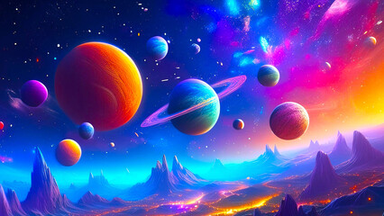 Fototapeta premium Colorful Planets
