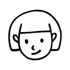 Doodle children head cartoon illustration isolated in white background. Icon portraits of boy or girl.