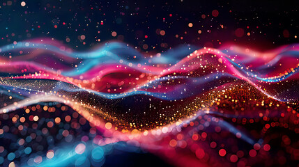 Colorful particle wave big data stream futuristic infographic quantum computing cryptography trendy technologies big data visualization abstract  design 