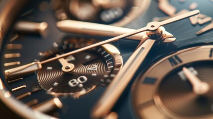 Fototapeta premium A detailed shot of a watch dial with its intricate index markers and hands showcasing the skill and precision required to create such small and precise components.