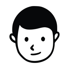 Doodle children head cartoon illustration isolated in white background. Icon portraits of boy or girl.