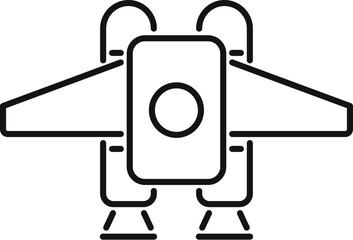 Spacecraft module is landing on its platform with open solar panels