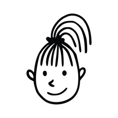 Doodle children head cartoon illustration isolated in white background. Icon portraits of boy or girl.