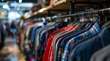 Obraz premium Clothes on Hangers in a Clothing Store.