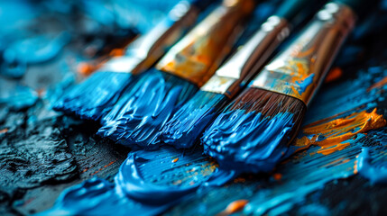 Obraz premium colorful of crossing out paint brush on canvas