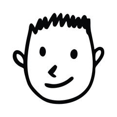 Doodle children head cartoon illustration isolated in white background. Icon portraits of boy or girl.
