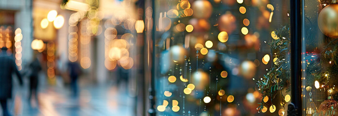 Obraz premium Blurred window shop in Christmas season for background