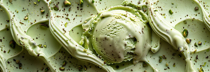 Fototapeta premium Pistachio ice cream close-up for background