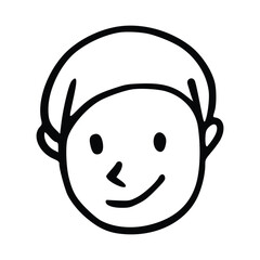 Doodle children head cartoon illustration isolated in white background. Icon portraits of boy or girl.