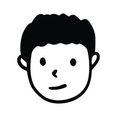 Doodle children head cartoon illustration isolated in white background. Icon portraits of boy or girl.