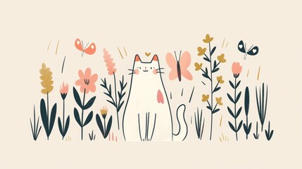 cat among flowers