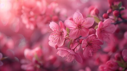 Obraz premium Cherry Blossom Flowers, Pink Petals, Floral Decoration, Springtime Scene