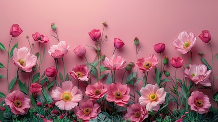 Obraz premium Vibrant Pink Tulips, Potted Flowers, Floral Wall Decoration