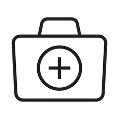 First aid box icon, medical briefcase icon.