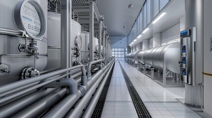 Obraz premium A modern industrial facility with a focus on advanced machinery and equipment - AI Generated Digital Art