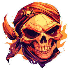 Fototapeta premium vector art skull head of pirate isolate on white background