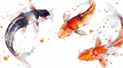 Obraz premium Koi fish on white background