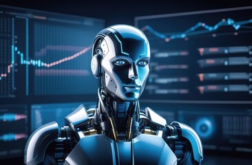 Futuristic technology, artificial intelligence, robots and
information space