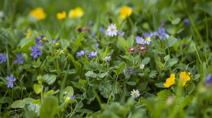 Freshly picked delicate wildflowers tastefully tered throughout a bed of crisp greens.