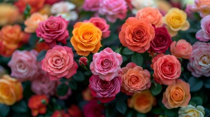 Colorful Bouquet of Roses, Vibrant Flower Field