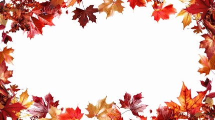 Autumn themed frame on white background with space for text or design