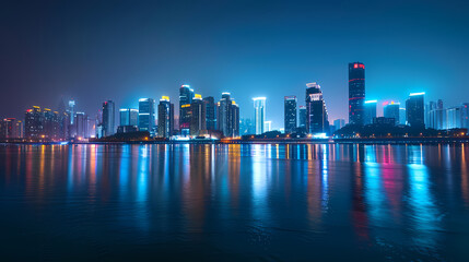 Fototapeta premium City skyline night scene