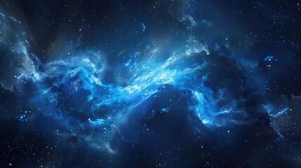 Obraz premium Mesmerizing blue nebula swirling in deep space, showcasing the vastness and beauty of the universe
