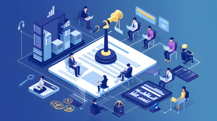 Showcase the collaborative nature of legal document management platforms with an image depicting lawyers and clients collaborating on documents in real-time, 