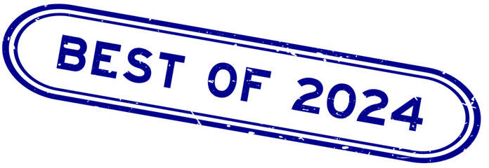 Grunge blue best of 2024 word rubber seal stamp on white background