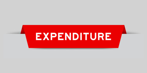 Red color inserted label with word expenditure on gray background