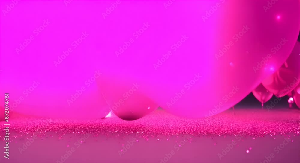 Wall mural cluster of shiny pink balloons floating against a background of sparkling confetti vibrant and joyfu