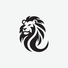 Lion head logo vector silhouette illustration.