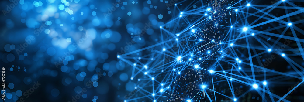 Poster Abstract network with connecting dots and lines representing global connectivity