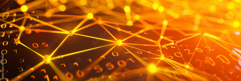 Poster Abstract network connecting digital data points with numbers