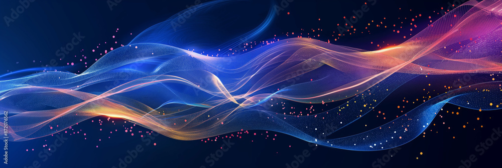 Poster abstract colorful digital wave flowing in cyberspace
