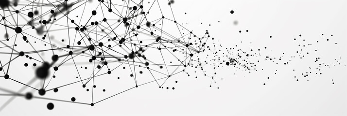 Abstract network connecting dots and lines forming complex structure