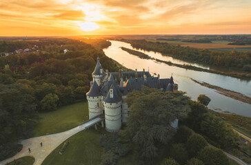 A majestic chateau at sunset, loire valley © Damian