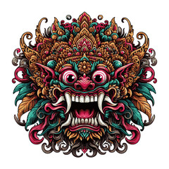 illustration of Balinese barong mask culture, generative ai