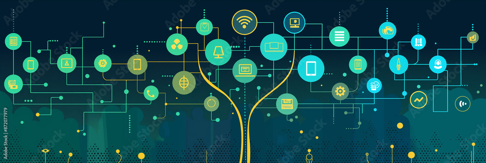 Poster internet of things network connecting devices in smart city