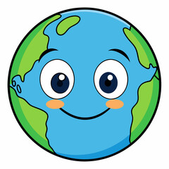 Planet Earth emoticon cartoon illustration 