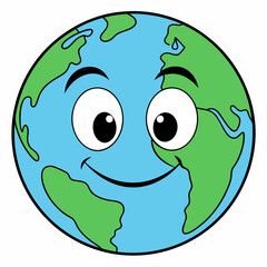 Planet Earth emoticon cartoon illustration 