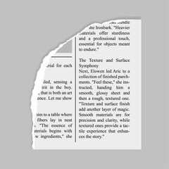 Naklejka premium corner torn newspaper page realistic with shadow on a transparent background
