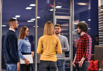 Multicultural Business Team Brainstorming During Coffee Break