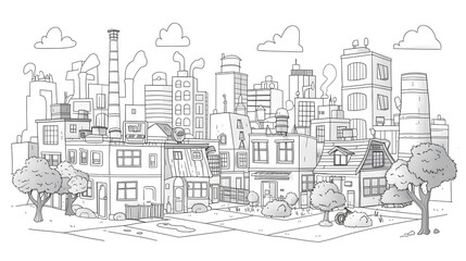 Obraz premium happy summer cityscape for your coloring book
